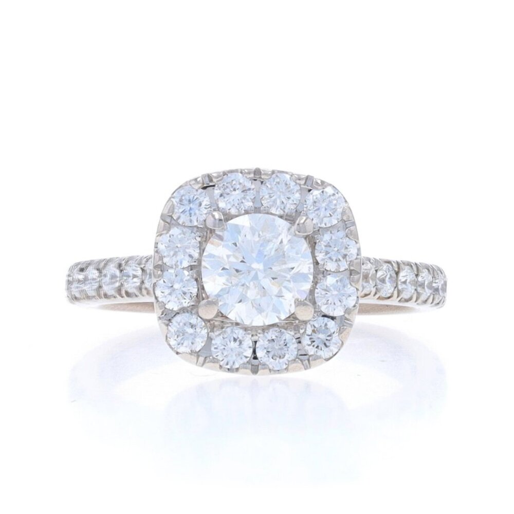 Neil Lane Diamond Halo Engagement Ring - White Gold 14k Round Brilliant 1.50ctw